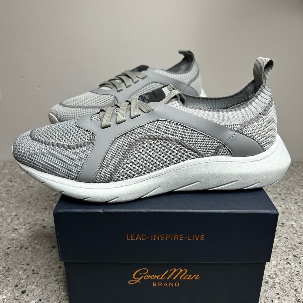 Good Man Brand GMB Knit Trainer Sneakers Grey Sz 11.5 Italy MSRP $298 New Luxury